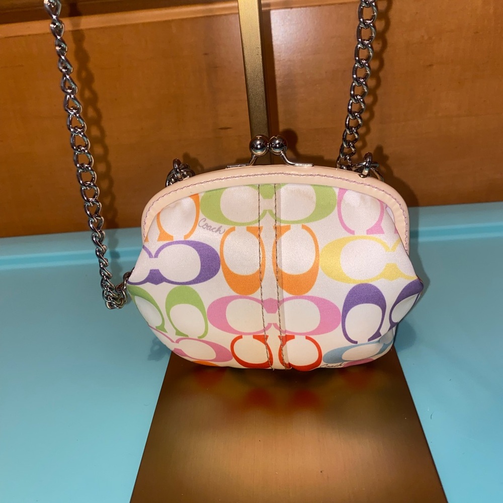 CC1-Coach Vintage Multicolor Perfume Print Frame Coin Purse EUC - Picture 6 of 9